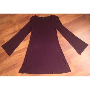 forever 21 bell sleeve dress burgundy large